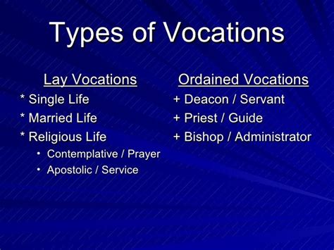 vcational|list of vocations.